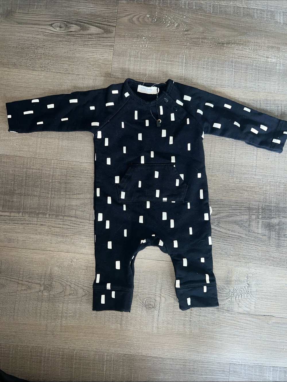 Black Dot-Print Footie One-Piece for Kids